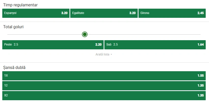 Cote pariuri Espanyol vs Girona