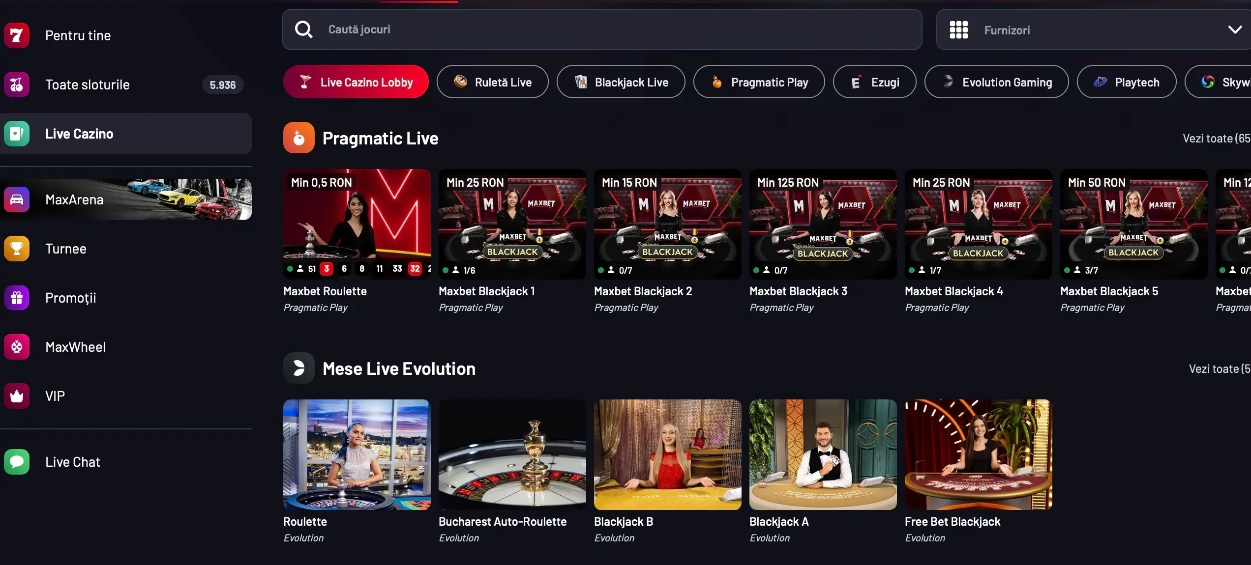 Maxbet Live Casino