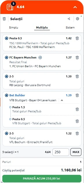 Biletul etapei din Bundesliga 14.03.2025
