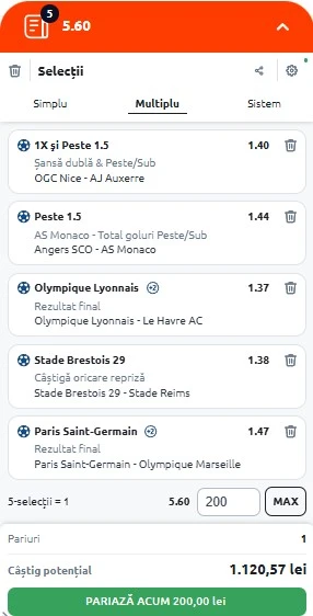 Biletul etapei din Ligue 1 - 14.03.2025