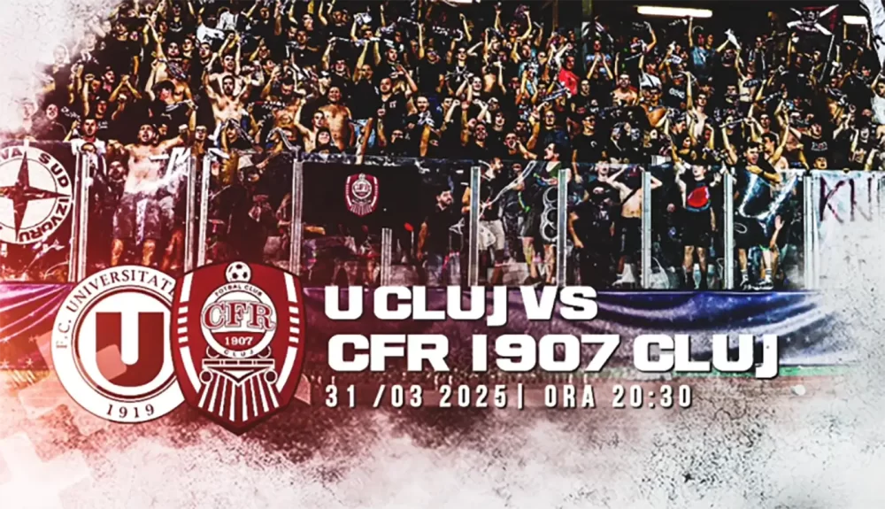 Cine transmite U Cluj - CFR Cluj la TV pe 31.03?