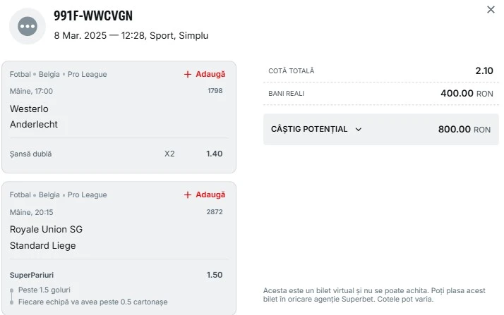 Cota 2 din fotbal 09.03.2025