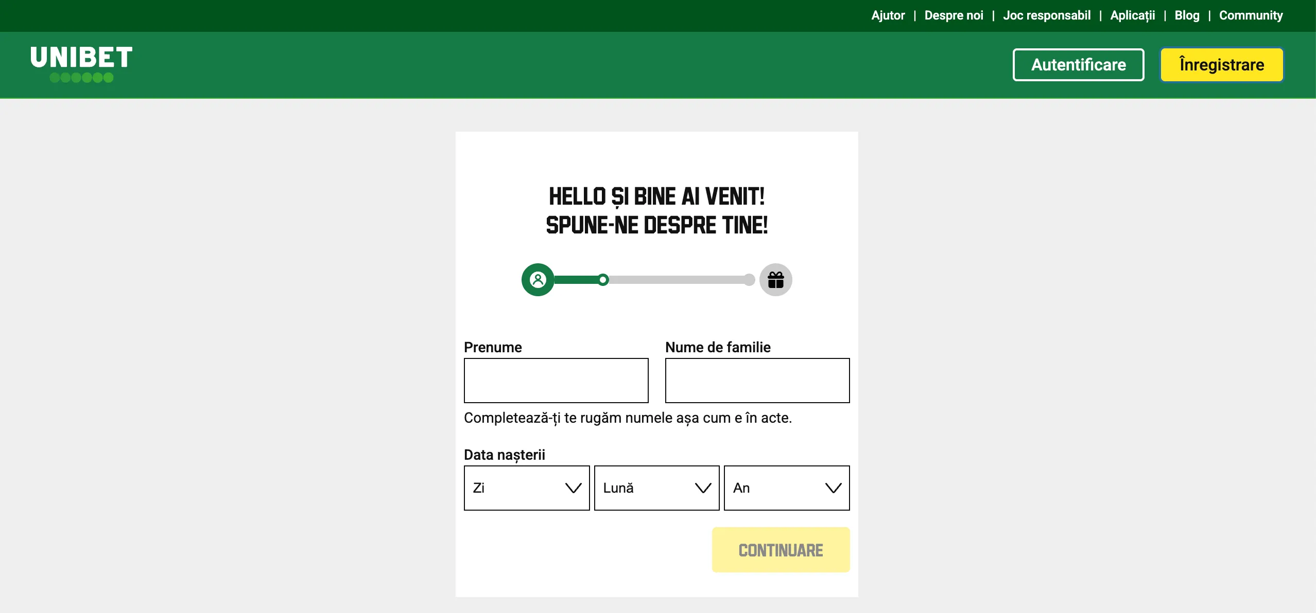 unibet înregistrare