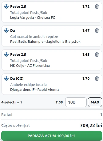 Biletul Zilei Conference League pe goluri 10.04.2025