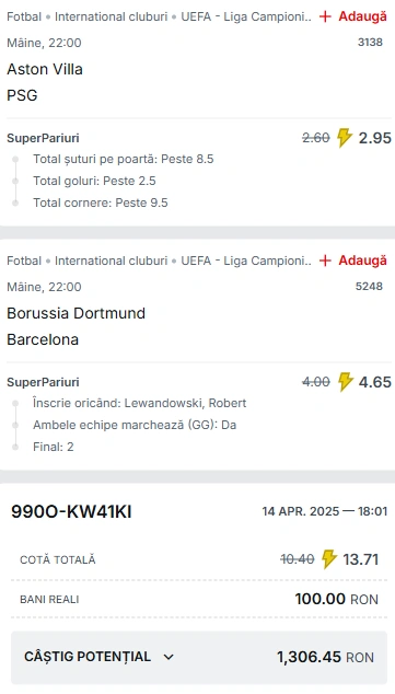 Biletul Zilei Superbet din cote marite 15.04.2025