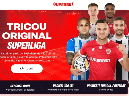 Pariază minim 100 RON prin BetBuilder și primești automat un tricou din Superliga