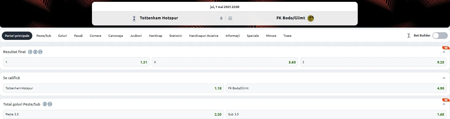 Cote pariuri Tottenham vs Bodo/Glimt