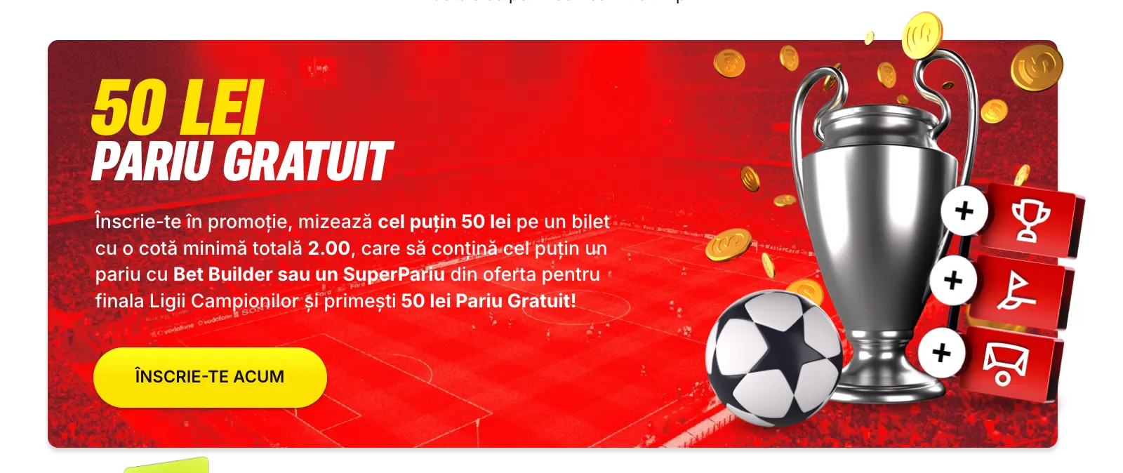 50 Lei Pariu Gratuit FInala Champions League la Superbet