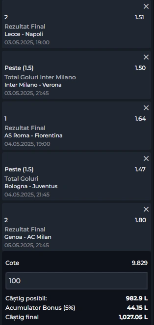 Biletul Etapei 35 din Serie A