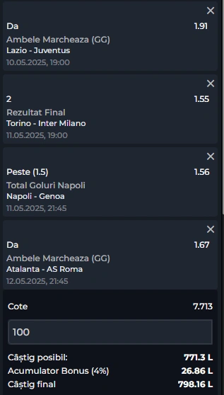 Biletul Etapei 36 din Serie A