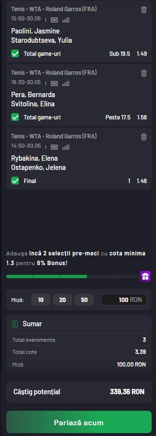 Biletul Zilei Roland Garros din 30 mai 2025