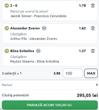 Biletul Zilei din Tenis 13.05.2025