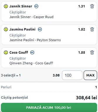 Biletul Zilei din Tenis 15.05.2025