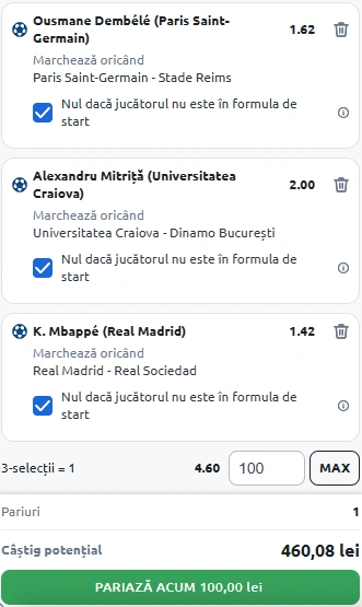 Biletul Zilei pe marcatori din 24 mai 2025