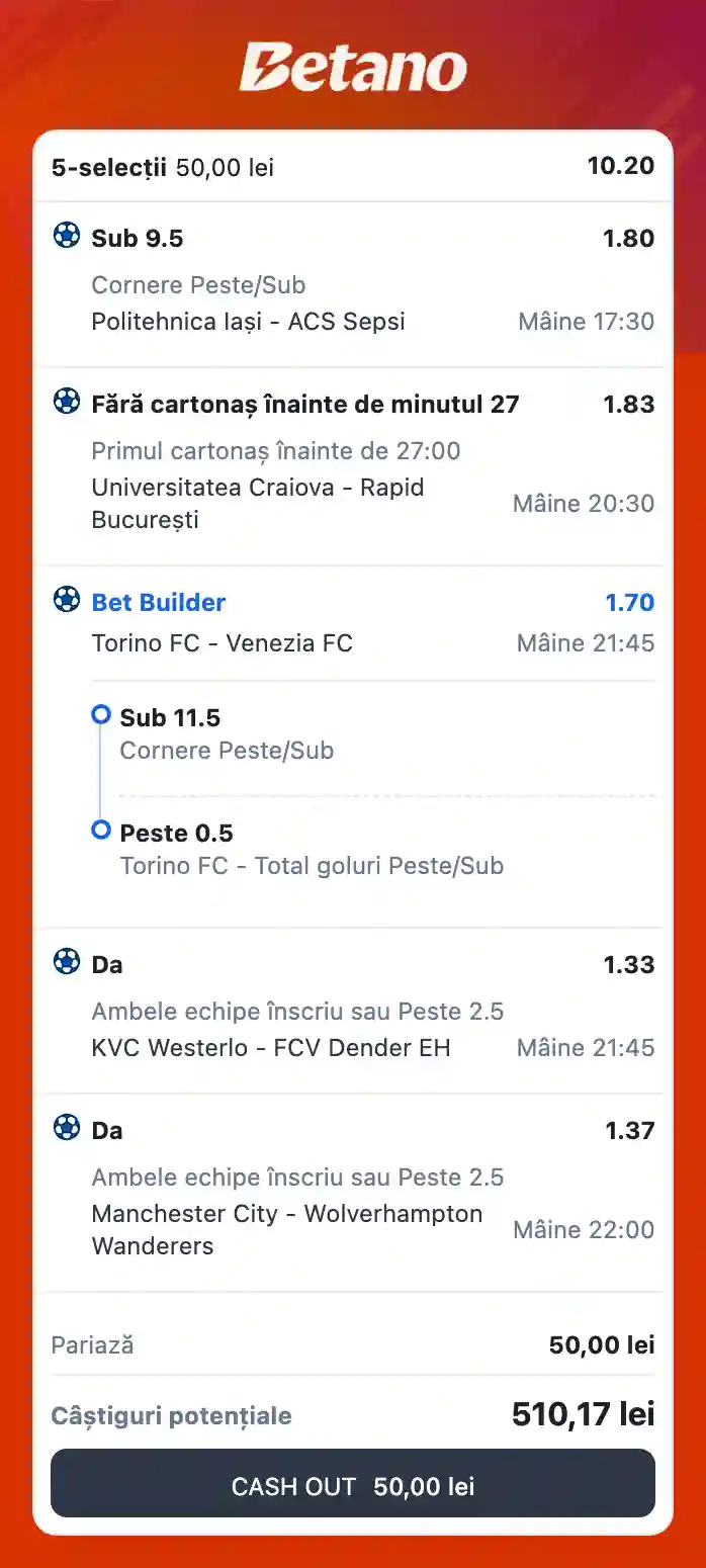 Biletul zilei azi din fotbal la Betano, 2 mai 2025