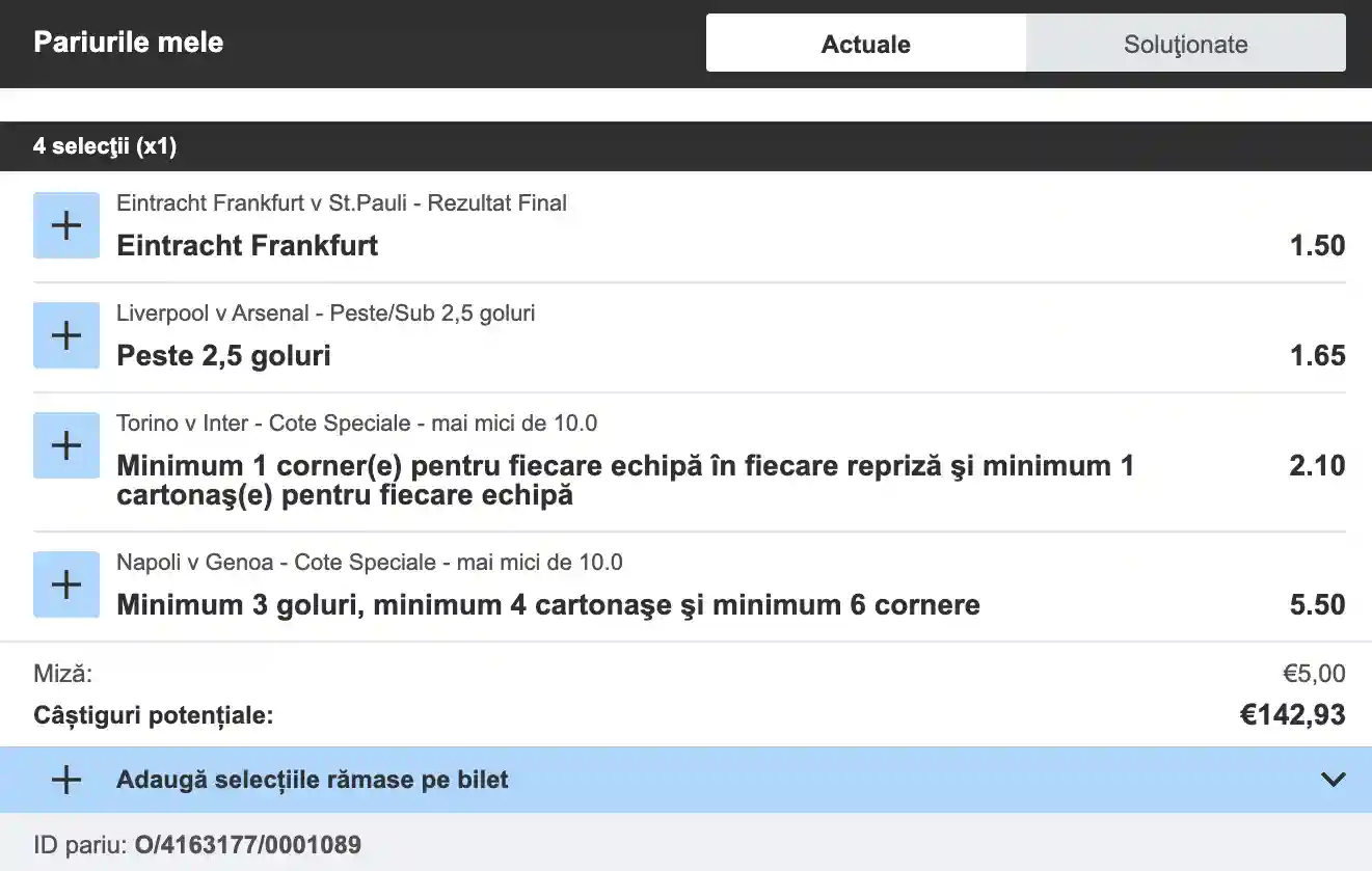 Biletul zilei azi din fotbal pe speciale la Betfair, 11 mai 2025