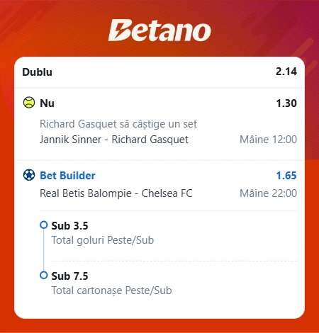 Biletul zilei azi la Betano pe tenis și fotbal, 28 mai 2025