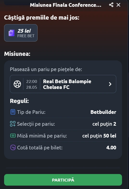 Condiții pentru Misiunea Finala Conference League