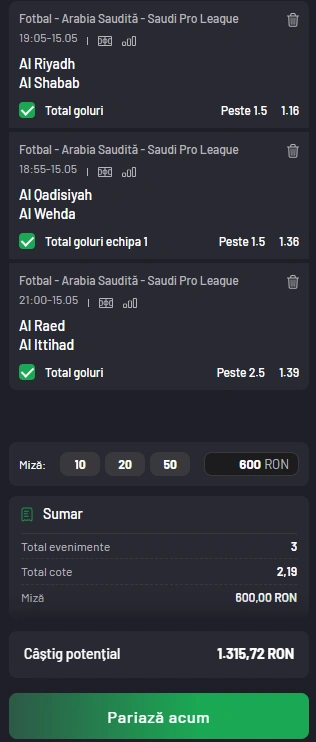 Cota 2 din Arabia Saudita 15.05.2025