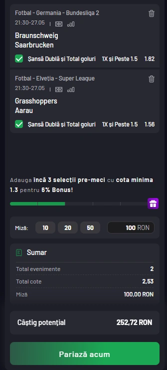 Cota 2 din Elvetia si Germania 27.05.2025