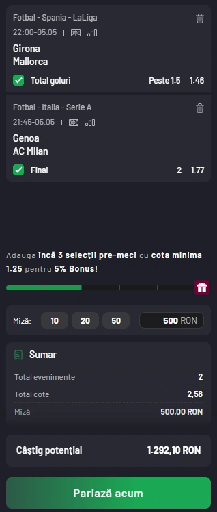 Cota 2 din La Liga si Serie A 05.05.2025
