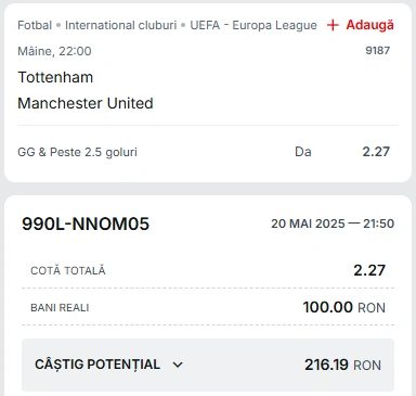 Cota 2 din finala Europa League 21.05.2025