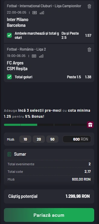 Cota 2 din fotbal din 6 mai 2025