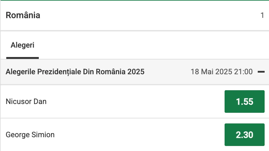 Cote Unibet pentru turul 2 al prezidențialelor