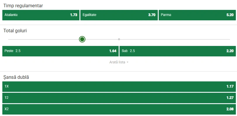 Cote pariuri Atalanta vs Parma