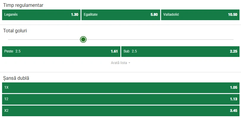 Cote pariuri Leganes vs Real Valladolid