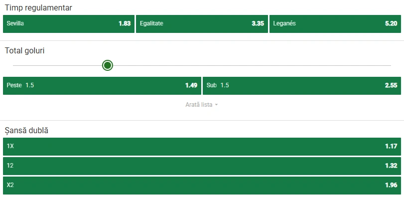 Cote pariuri Sevilla vs Leganes