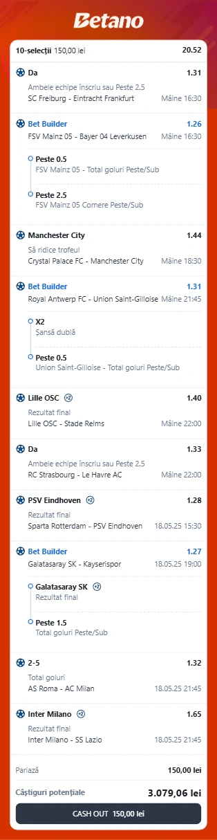 Bilet de weekend din fotbal 17 mai 2025