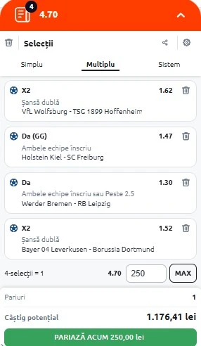 Biletul etapei din Bundesliga 09.05.2025