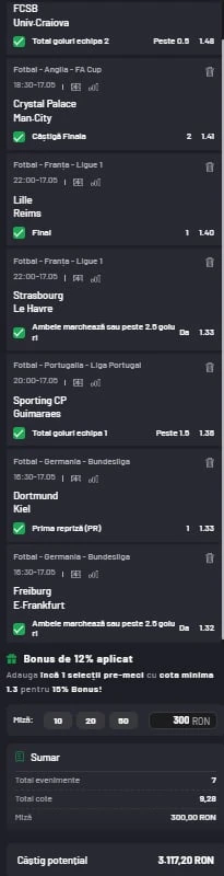 Biletul zilei azi din fotbal 17.05.2025