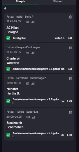 Biletul zilei din fotbal 9 mai 2025