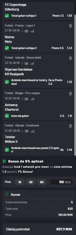 Biletul zilei azi la Maxbet 29 mai 2025