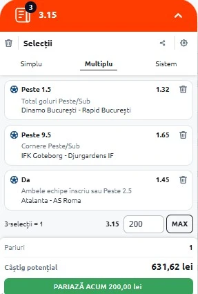 Biletul zilei din fotbal 12.05.2025