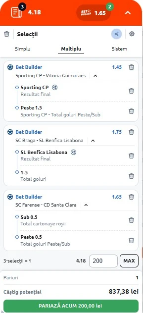 Biletul zilei din Primeira Liga 17.05.2025