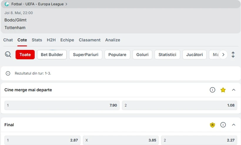 Cote pariuri Bodo/Glimt - Tottenham oferite de Superbet