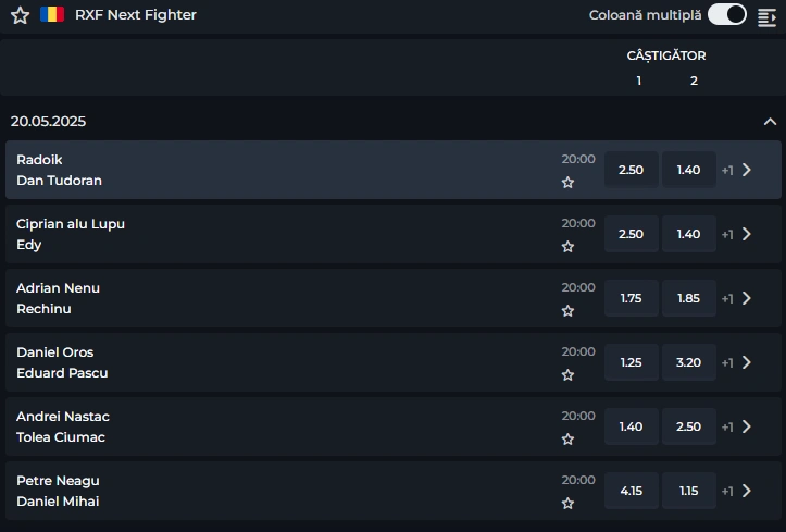 cote pariuri las vegas RXF Next Fighter 20