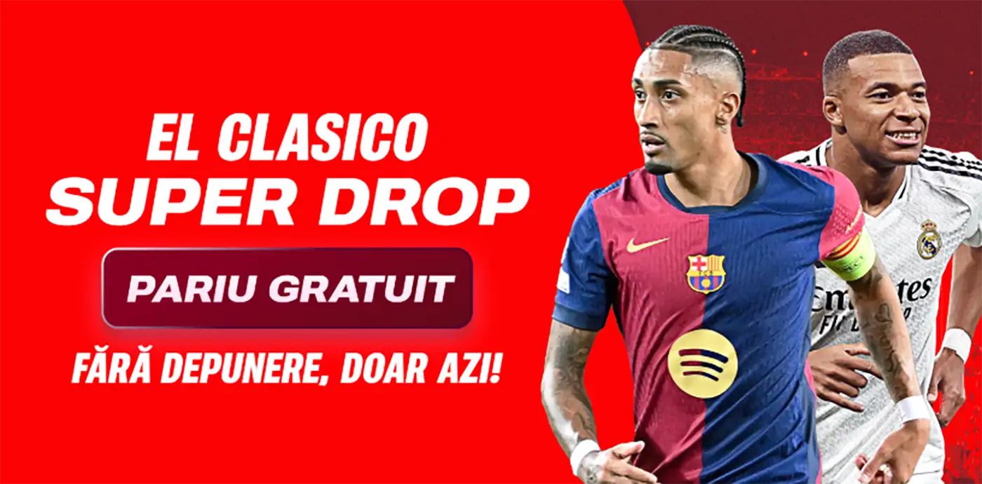 El Clasico îți aduce un Pariu Gratuit de 30 RON fără depunere