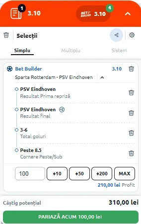 Sparta Rotterdam vs PSV