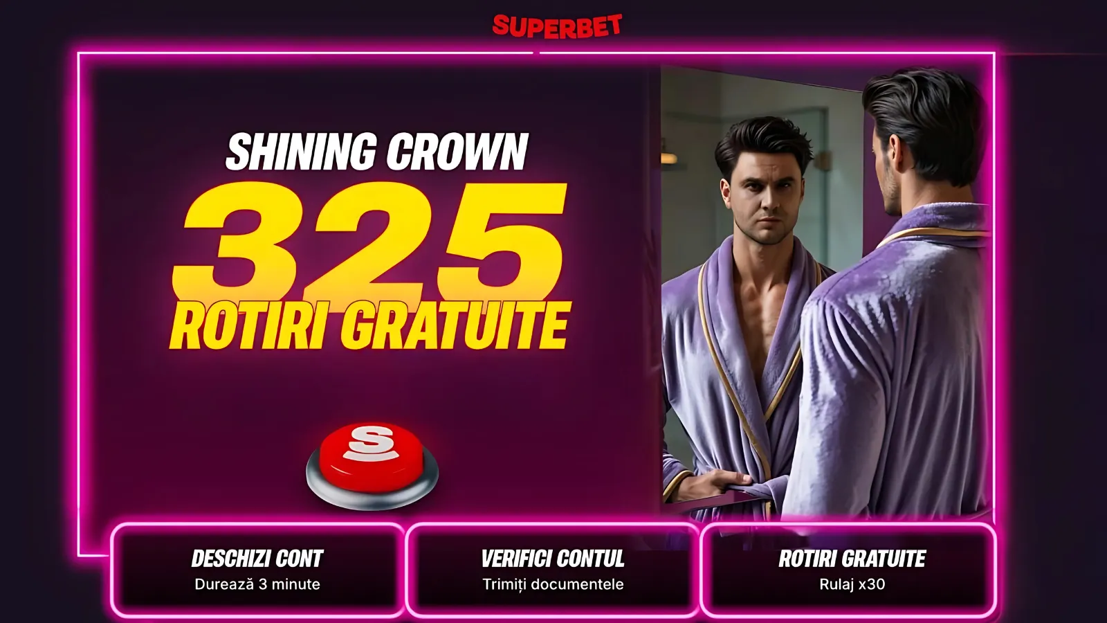325 de Rotiri Gratuite Shining Crown fără depunere la Superbet