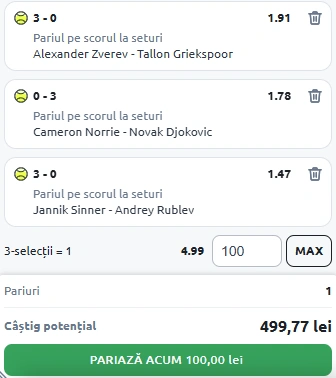 Biletul Zilei Betano din Tenis 02.06.2025