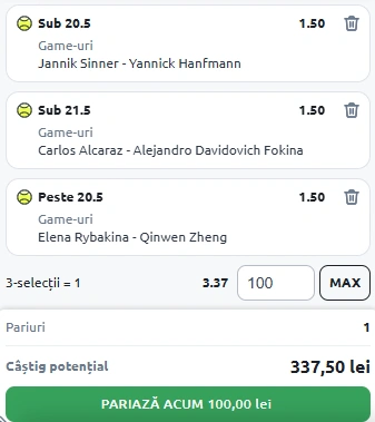 Biletul Zilei din Tenis 17.06.2025