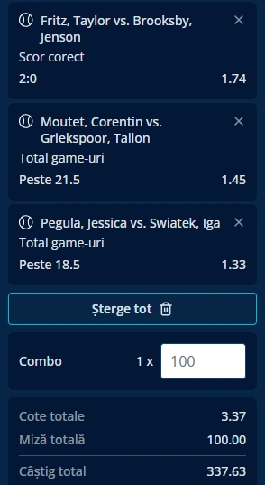 Biletul Zilei din Tenis 28.06.2025