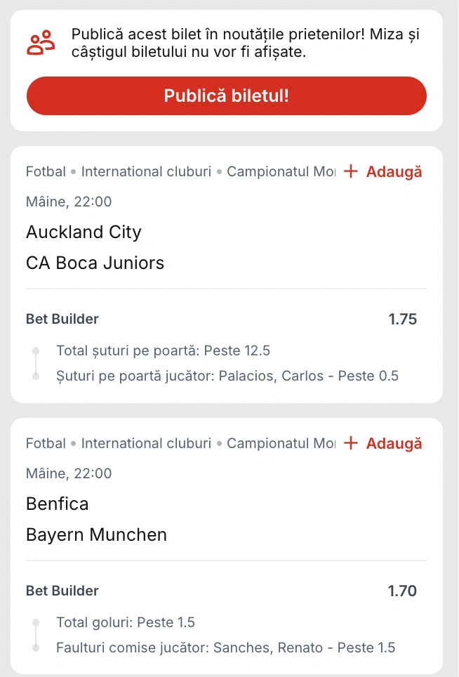Biletul zilei azi din fotbal la Superbet, 24.06.2025