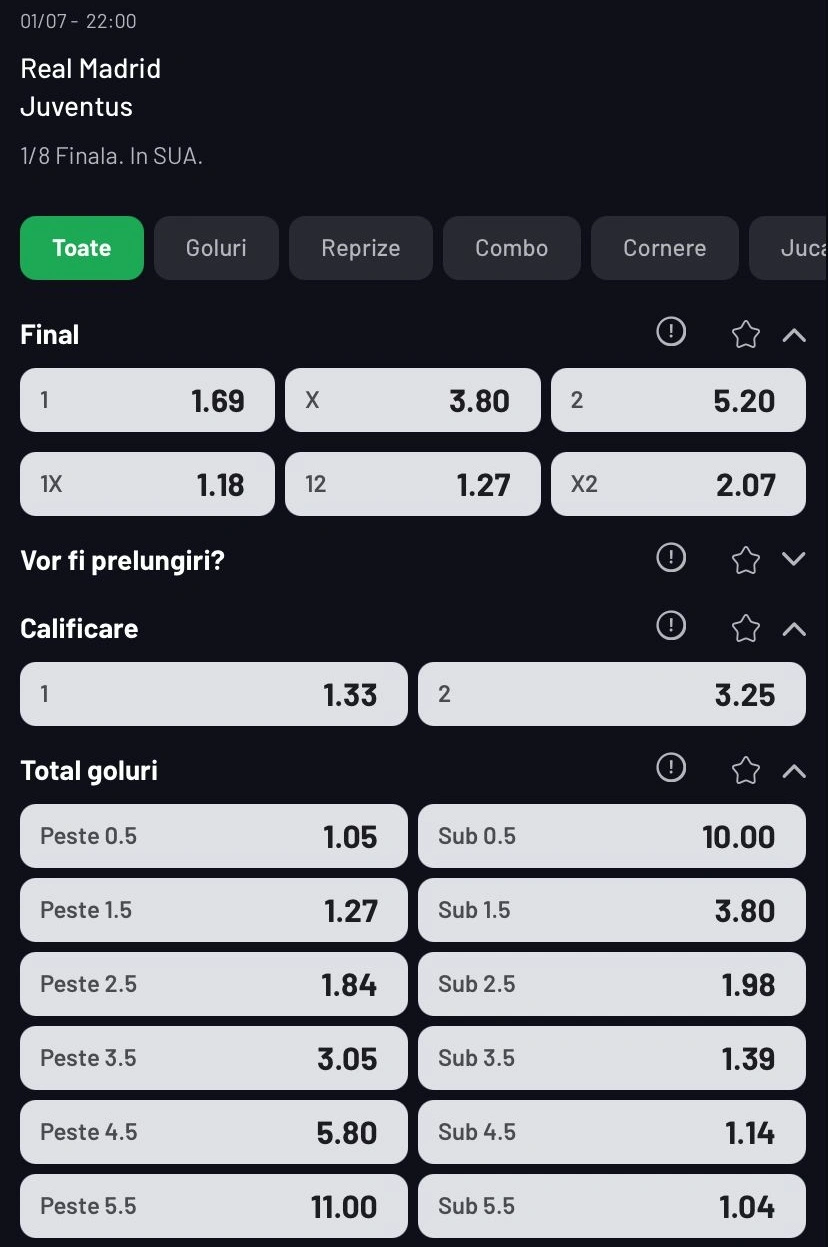 Ce cote pariuri Real Madrid vs Juventus propune MaxBet