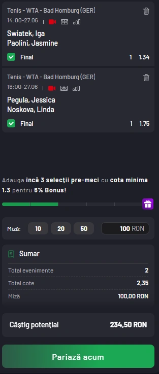 Cota 2 din Tenis 27.06.2025