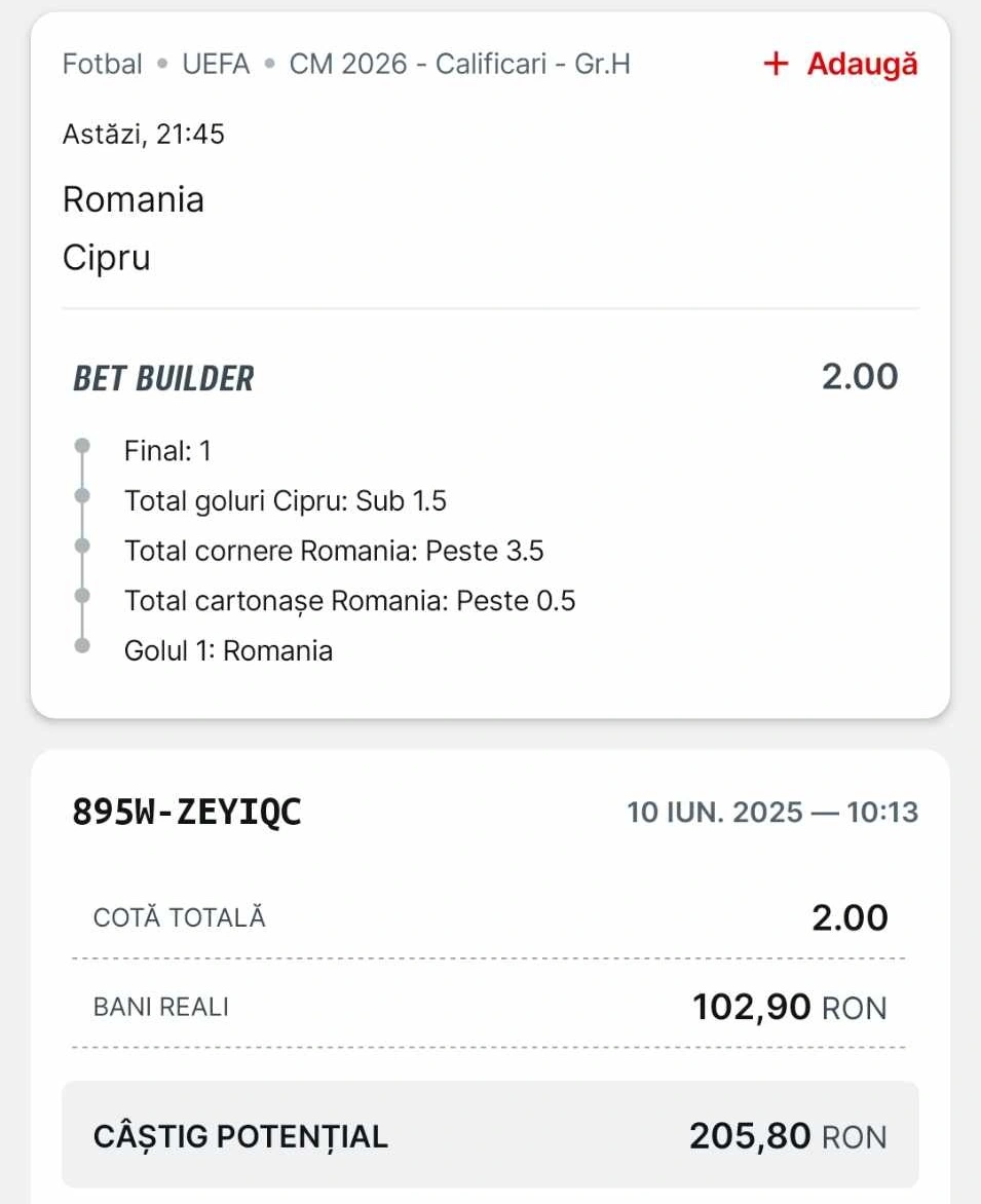 Cota 2 din fotbal 10.06.2025